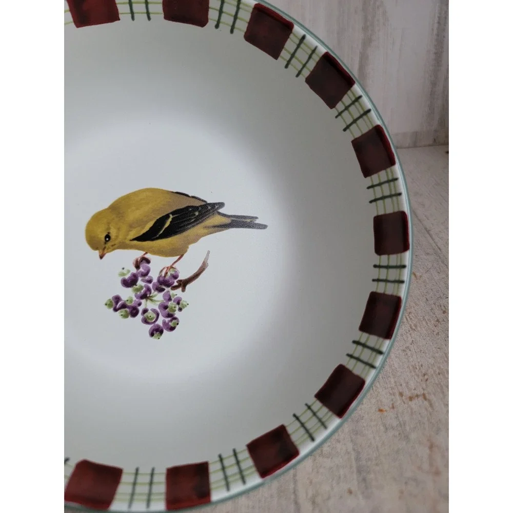 Lenox goldfinch bird bowl winter greetings everyday Xmas home kitchen